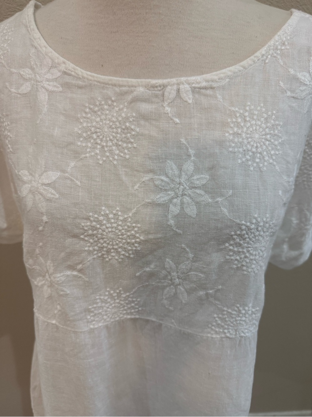 Terzo Millennio Top Large 100% Linen HiLow Made in Italy Lagenlook Bright White - Picture 3 of 7